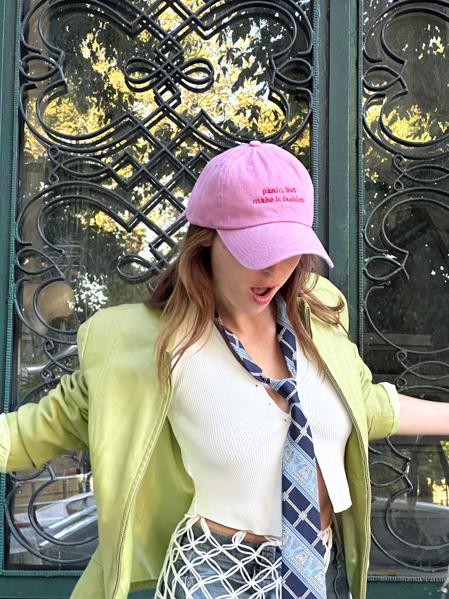 Panic,but make it fashion. Cap