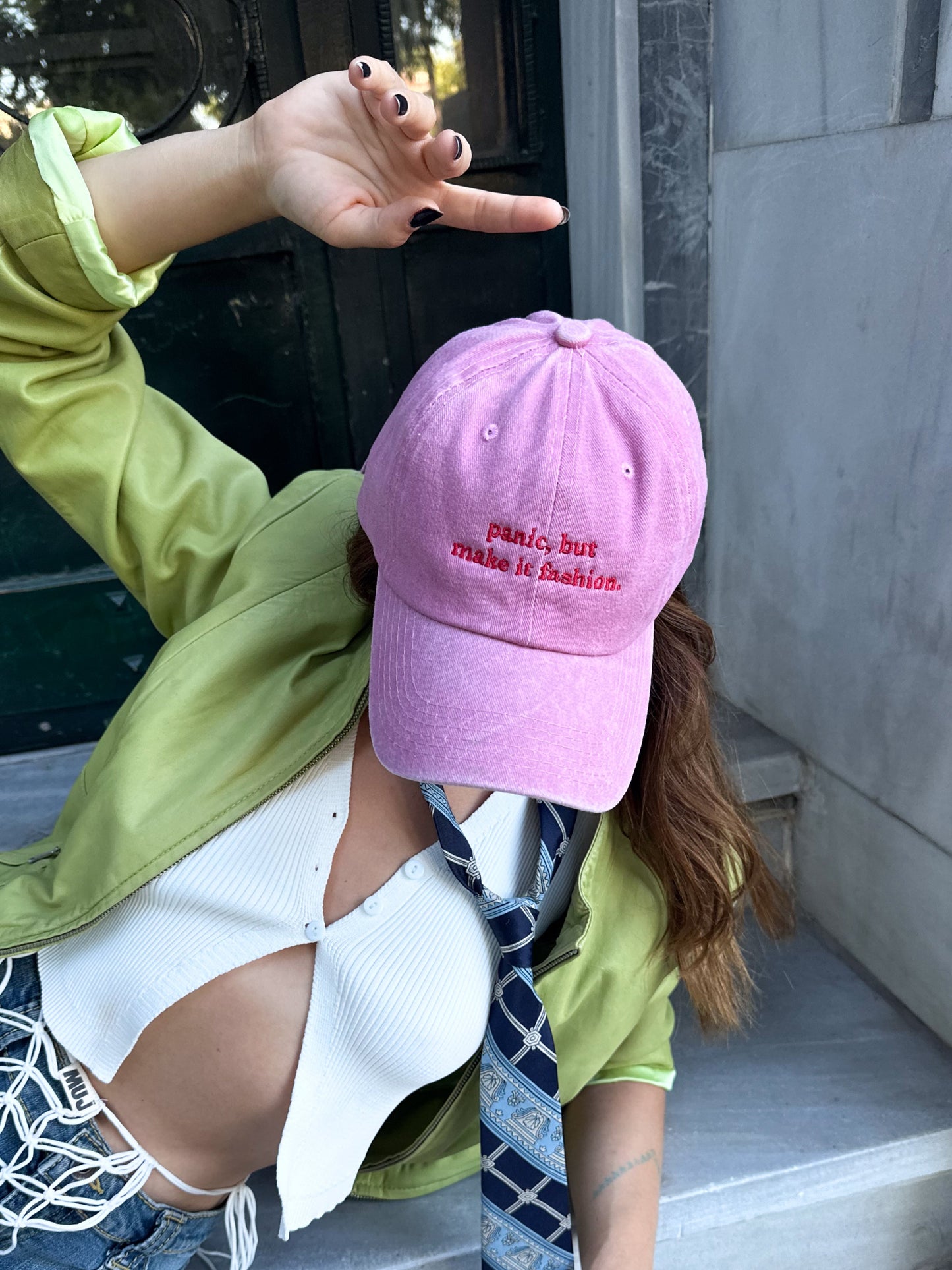 Panic,but make it fashion. Cap