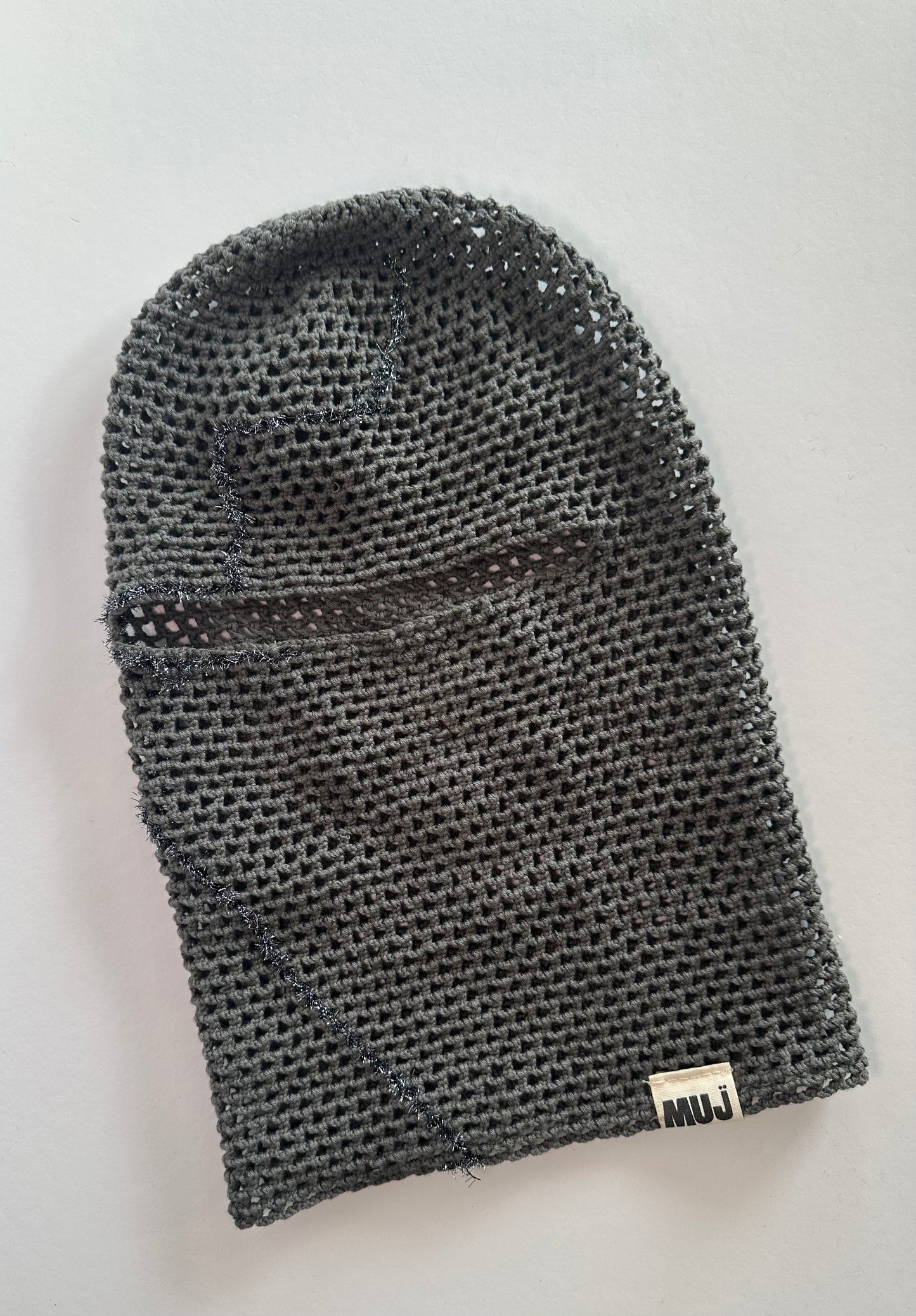 Grey Hand-Crocheted Mask