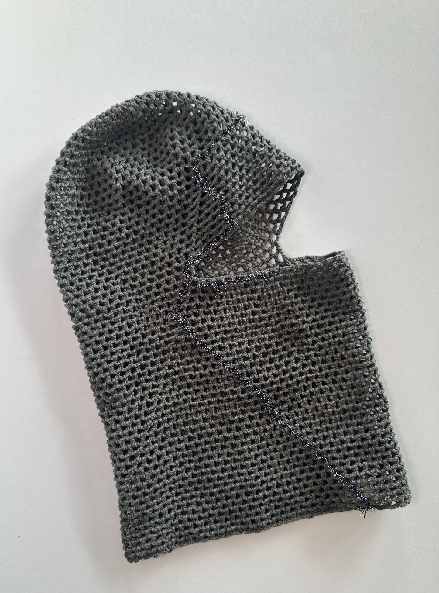 Grey Hand-Crocheted Mask