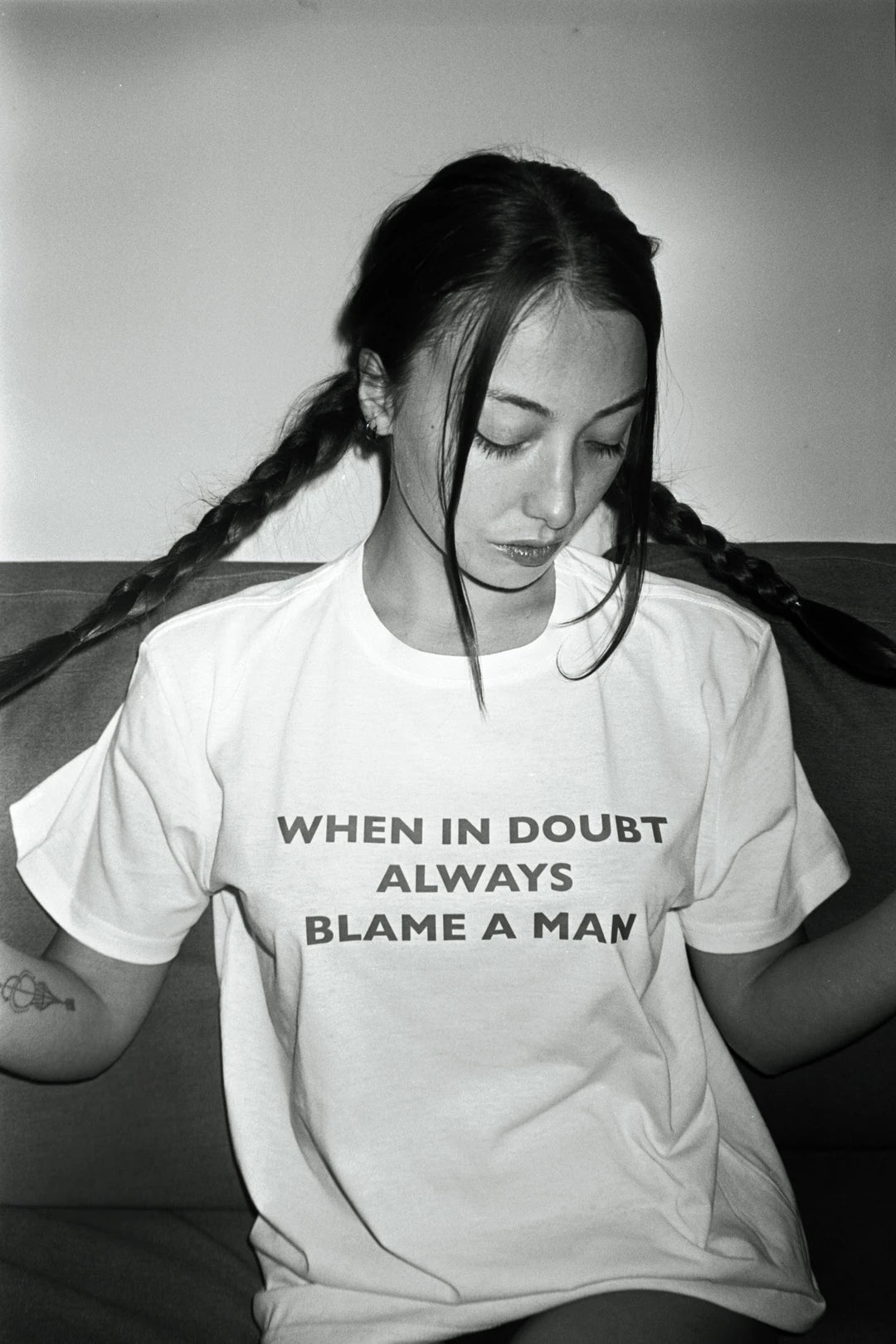 WHEN IN DOUBT ALWAYS BLAME A MAN T-shirt