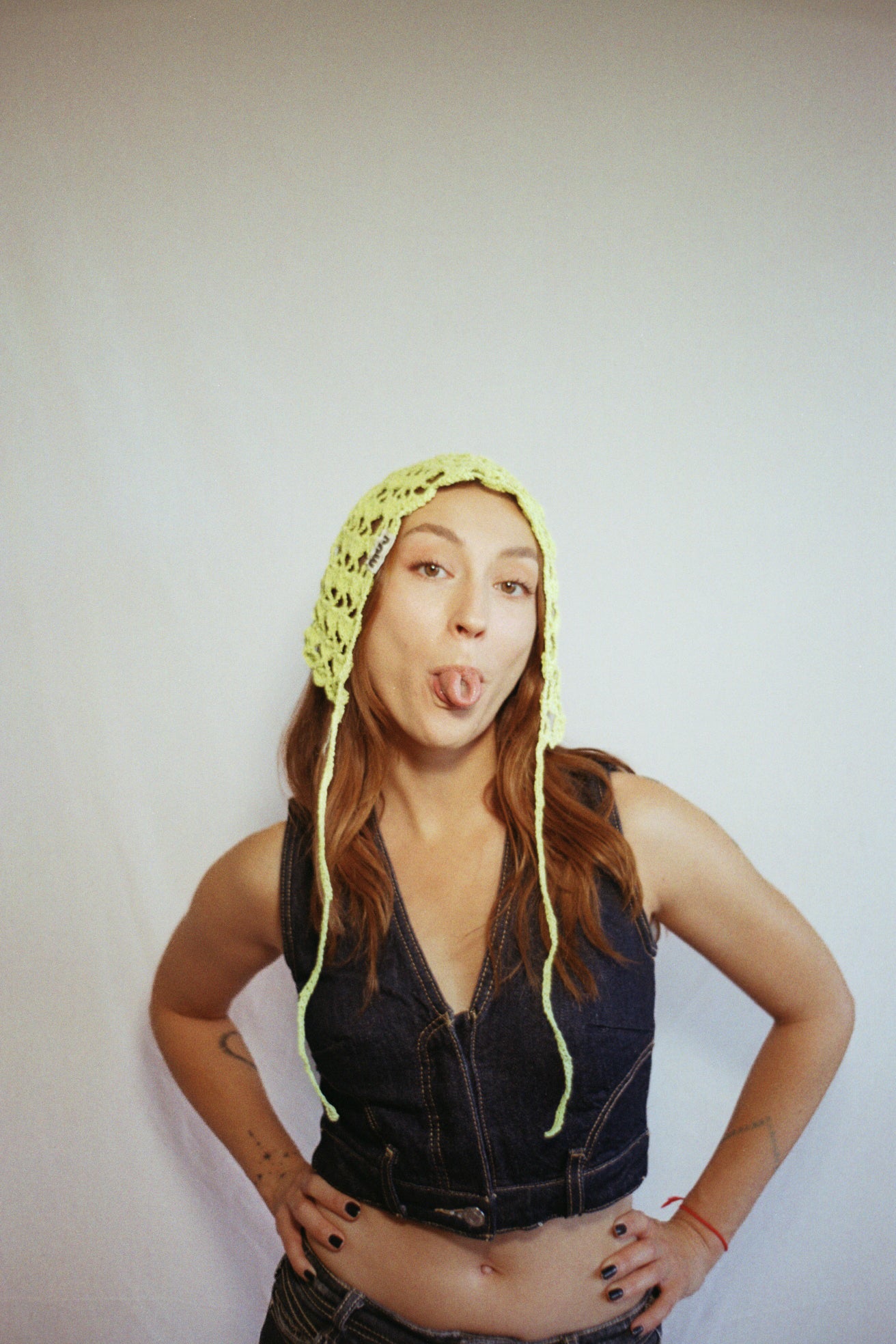 Green Bow-Tie Bonnet