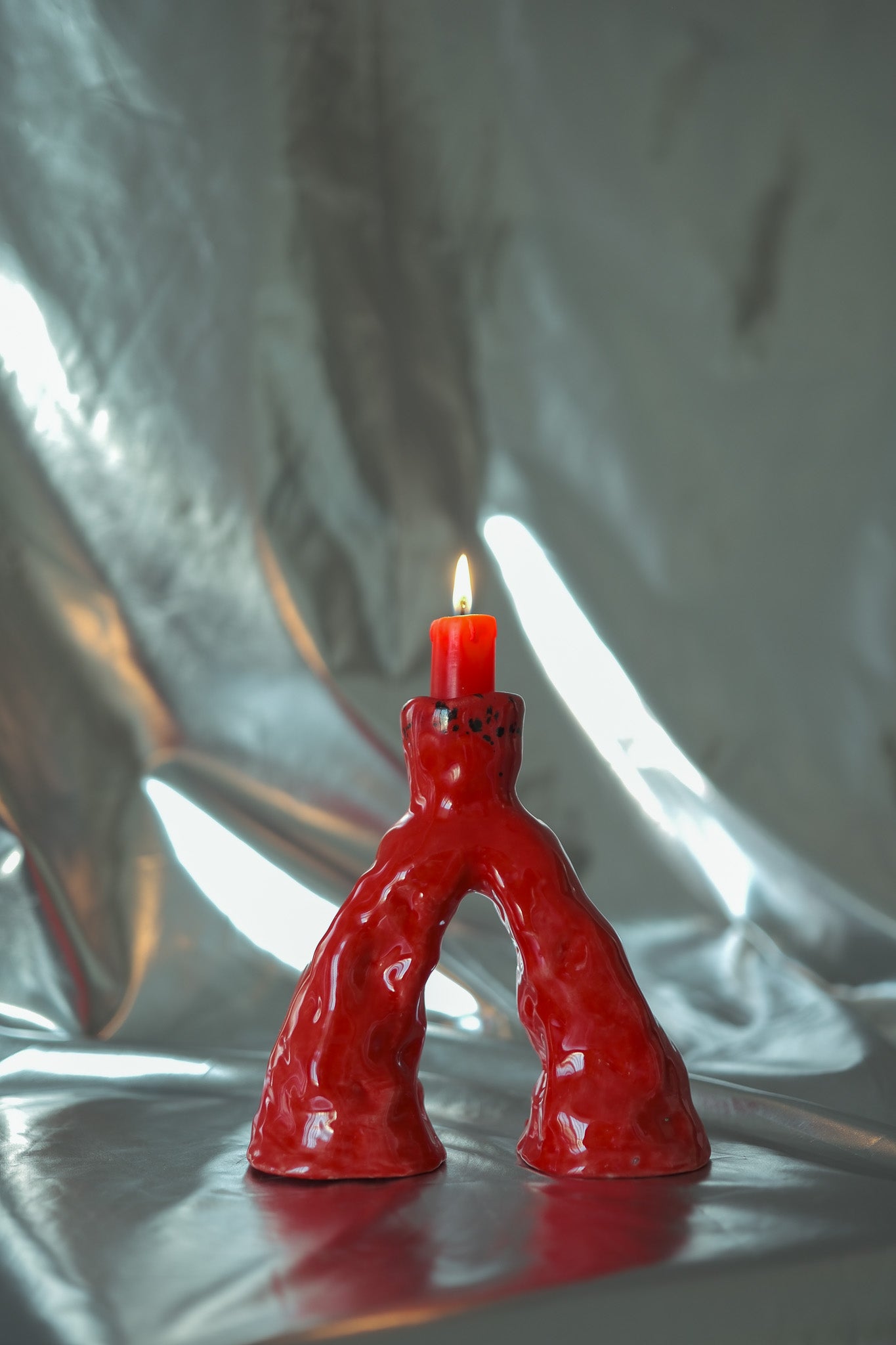 V speckled — Ceramic Candle Holder