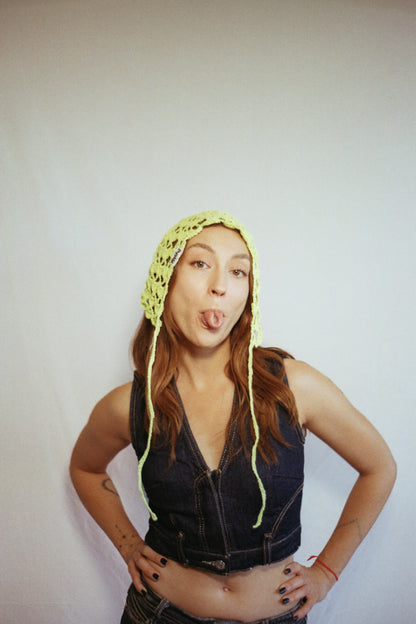 Green Bow-Tie Bonnet